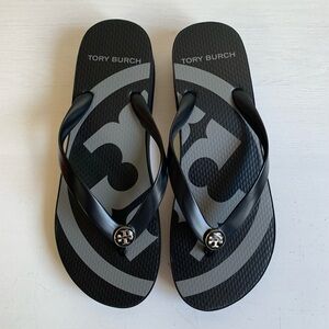 Tory Burch Emory Women's Black Platform Flip Flop Sandals Size 8